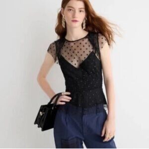 Jcrew feather cap sleeve tulle top